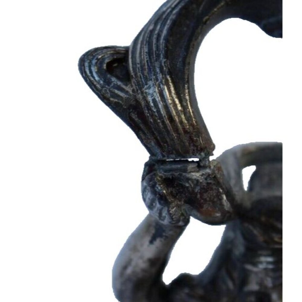 Antique Cast Metal / Spelter Art Nouveau Woman Candlestick Standing Candleholder - Picture 3 of 5